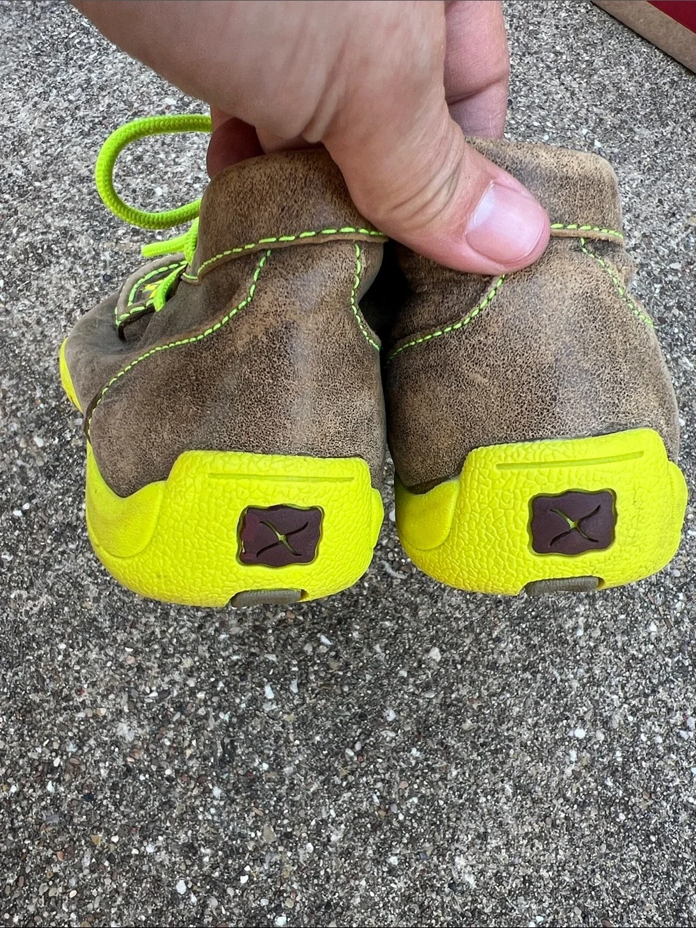 Twisted X Neon Yellow and Brown Woven Kids Moccasins